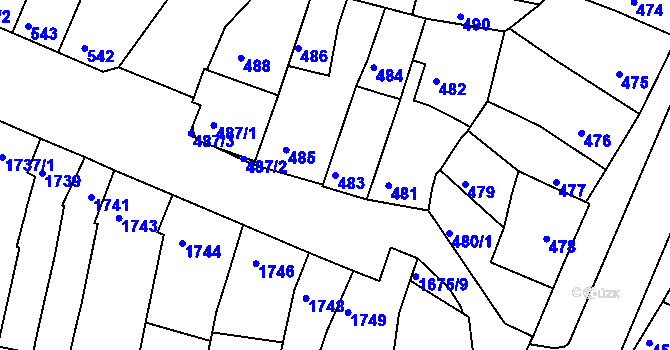 Parcela st. 483 v KÚ Líšeň, Katastrální mapa