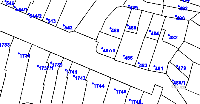 Parcela st. 487 v KÚ Líšeň, Katastrální mapa