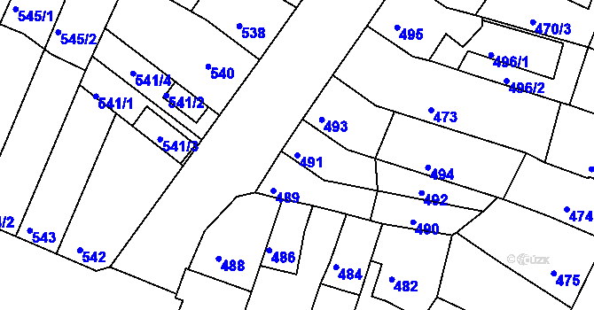 Parcela st. 491 v KÚ Líšeň, Katastrální mapa