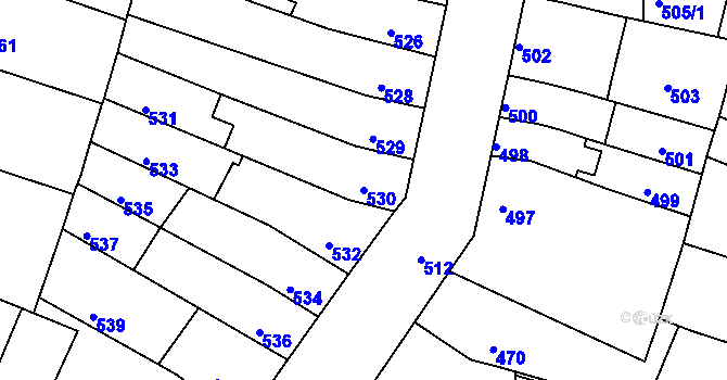 Parcela st. 530 v KÚ Líšeň, Katastrální mapa