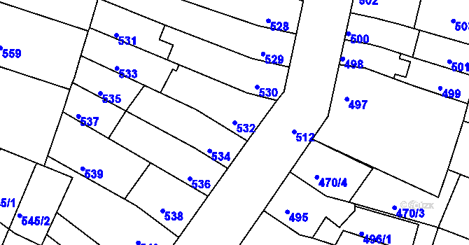 Parcela st. 532 v KÚ Líšeň, Katastrální mapa