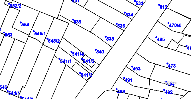 Parcela st. 540 v KÚ Líšeň, Katastrální mapa