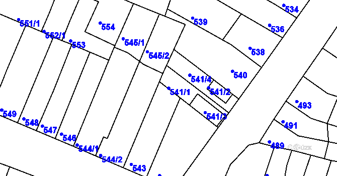 Parcela st. 541/1 v KÚ Líšeň, Katastrální mapa