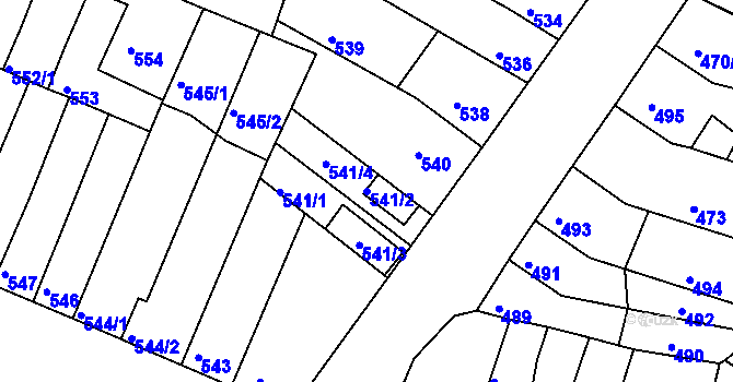 Parcela st. 541/2 v KÚ Líšeň, Katastrální mapa