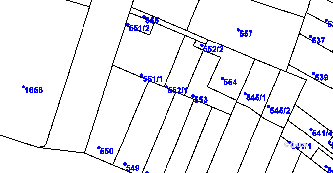 Parcela st. 552/1 v KÚ Líšeň, Katastrální mapa