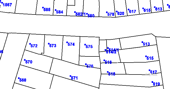 Parcela st. 575 v KÚ Líšeň, Katastrální mapa