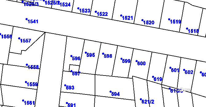 Parcela st. 598 v KÚ Líšeň, Katastrální mapa