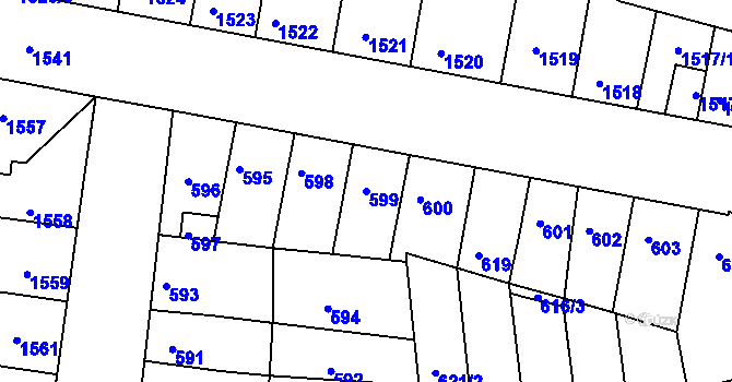 Parcela st. 599 v KÚ Líšeň, Katastrální mapa