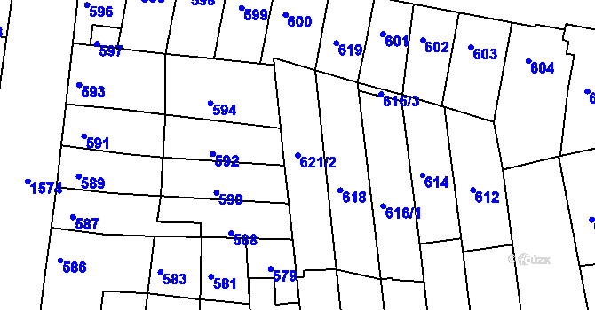 Parcela st. 621/2 v KÚ Líšeň, Katastrální mapa