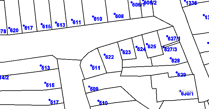 Parcela st. 622 v KÚ Líšeň, Katastrální mapa