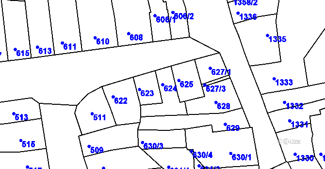 Parcela st. 624 v KÚ Líšeň, Katastrální mapa