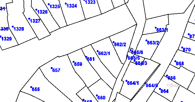 Parcela st. 662/1 v KÚ Líšeň, Katastrální mapa