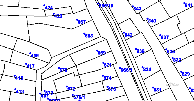 Parcela st. 669 v KÚ Líšeň, Katastrální mapa