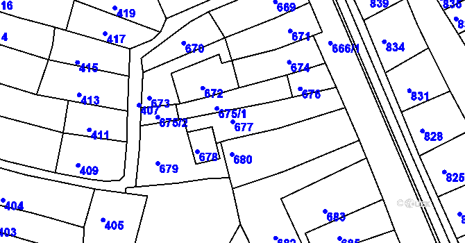 Parcela st. 677 v KÚ Líšeň, Katastrální mapa