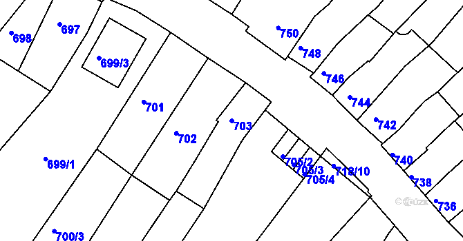 Parcela st. 703 v KÚ Líšeň, Katastrální mapa