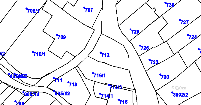 Parcela st. 712 v KÚ Líšeň, Katastrální mapa