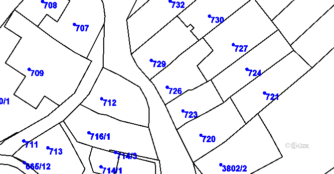 Parcela st. 726 v KÚ Líšeň, Katastrální mapa