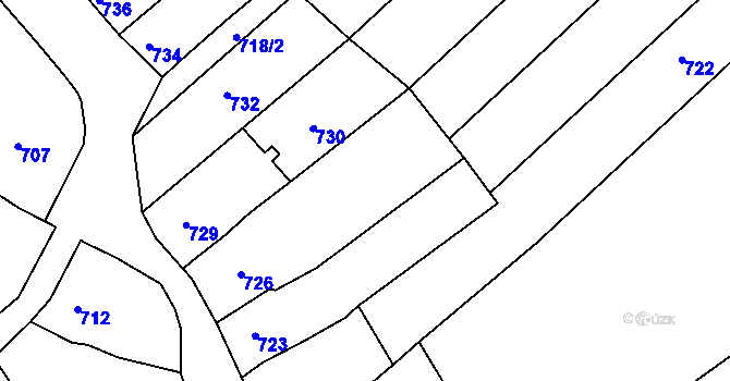 Parcela st. 727 v KÚ Líšeň, Katastrální mapa