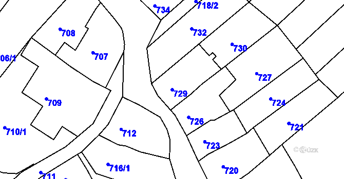 Parcela st. 729 v KÚ Líšeň, Katastrální mapa