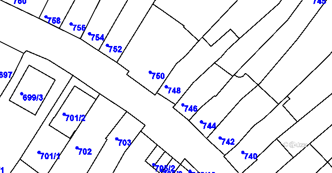 Parcela st. 748 v KÚ Líšeň, Katastrální mapa