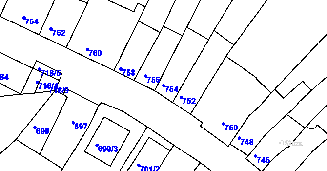 Parcela st. 754 v KÚ Líšeň, Katastrální mapa