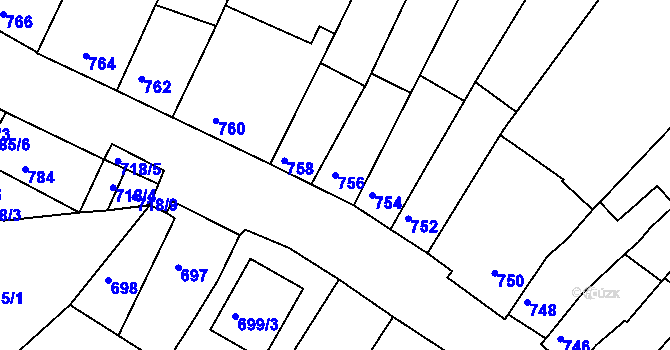 Parcela st. 756 v KÚ Líšeň, Katastrální mapa