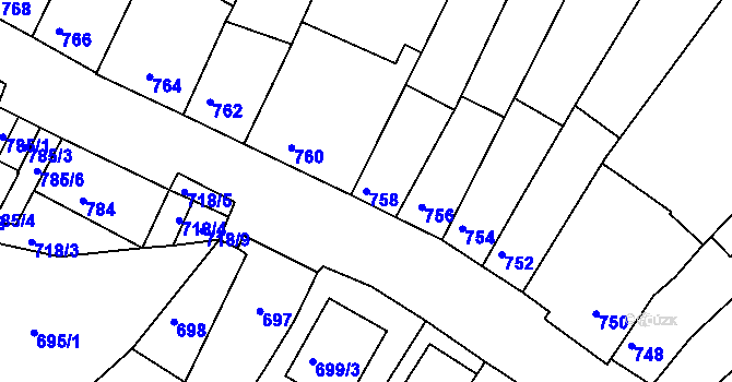 Parcela st. 758 v KÚ Líšeň, Katastrální mapa