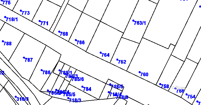 Parcela st. 764 v KÚ Líšeň, Katastrální mapa