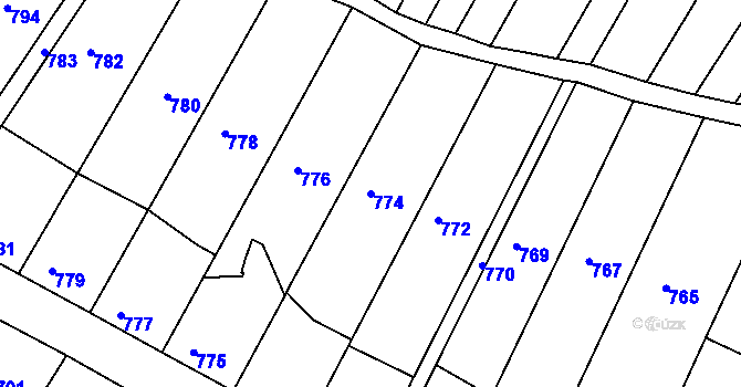 Parcela st. 774 v KÚ Líšeň, Katastrální mapa