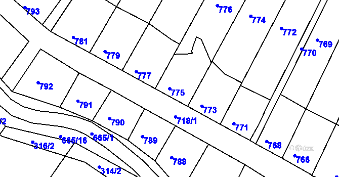 Parcela st. 775 v KÚ Líšeň, Katastrální mapa