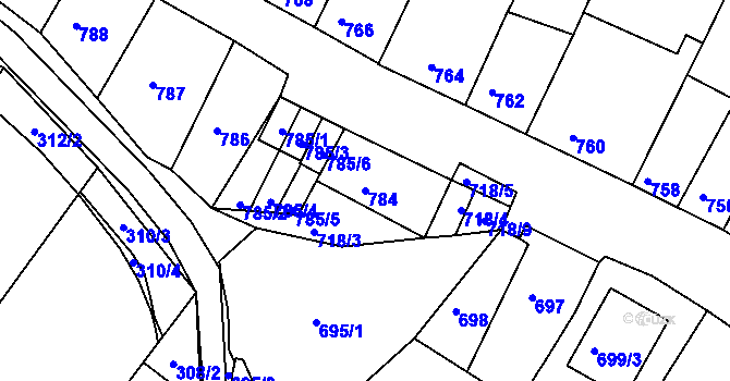 Parcela st. 784 v KÚ Líšeň, Katastrální mapa