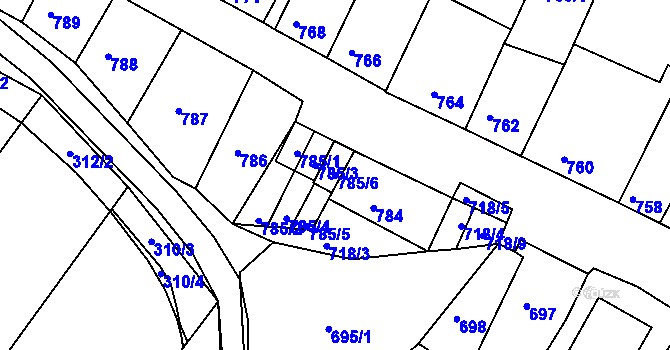 Parcela st. 785/6 v KÚ Líšeň, Katastrální mapa