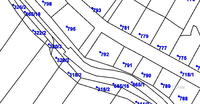 Parcela st. 792 v KÚ Líšeň, Katastrální mapa