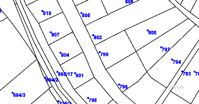 Parcela st. 799 v KÚ Líšeň, Katastrální mapa
