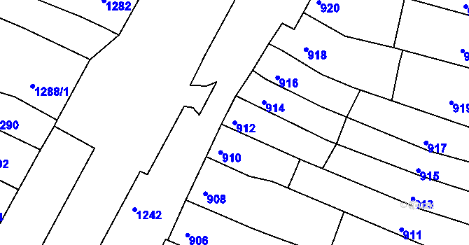 Parcela st. 912 v KÚ Líšeň, Katastrální mapa