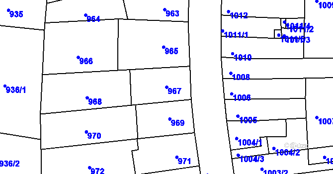 Parcela st. 967 v KÚ Líšeň, Katastrální mapa