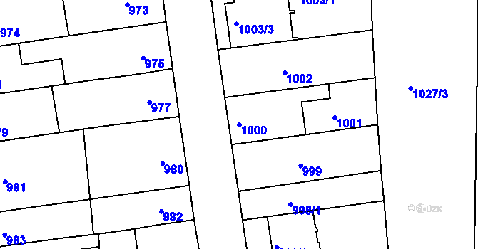 Parcela st. 1000 v KÚ Líšeň, Katastrální mapa