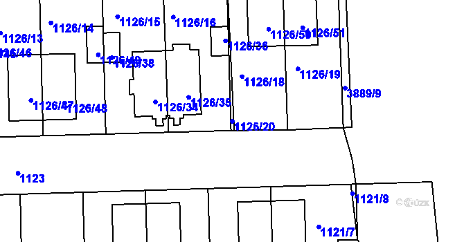 Parcela st. 1126/20 v KÚ Líšeň, Katastrální mapa
