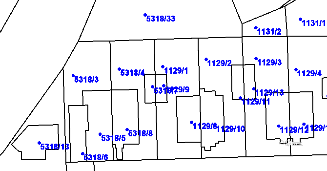 Parcela st. 1129/9 v KÚ Líšeň, Katastrální mapa