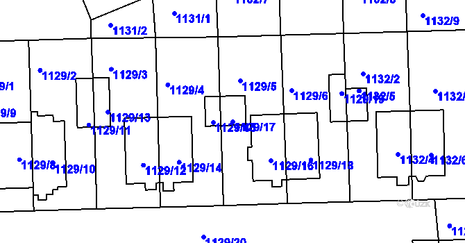 Parcela st. 1129/17 v KÚ Líšeň, Katastrální mapa