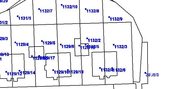 Parcela st. 1132/5 v KÚ Líšeň, Katastrální mapa