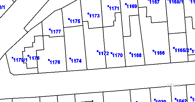Parcela st. 1172 v KÚ Líšeň, Katastrální mapa