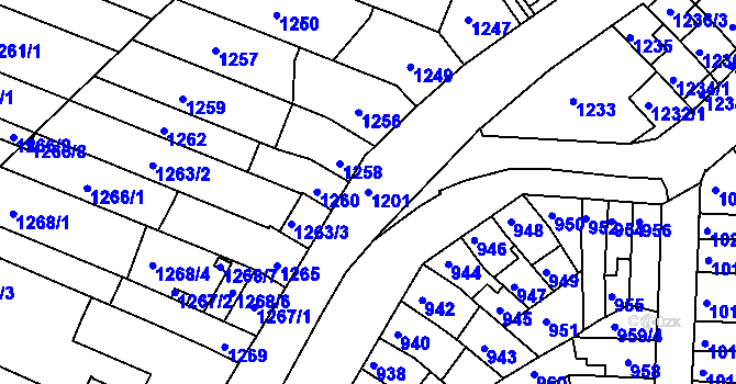 Parcela st. 1201 v KÚ Líšeň, Katastrální mapa