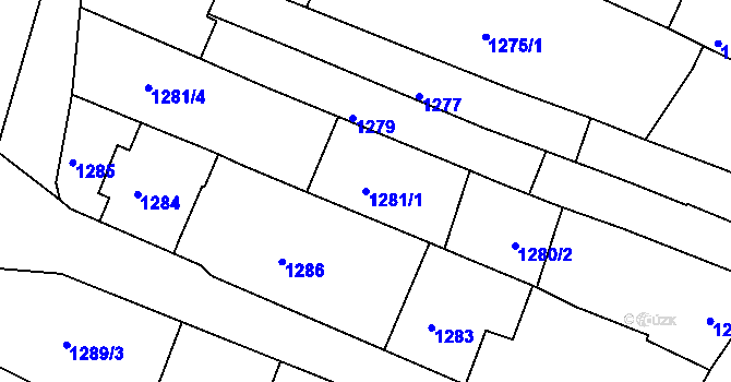 Parcela st. 1281/1 v KÚ Líšeň, Katastrální mapa