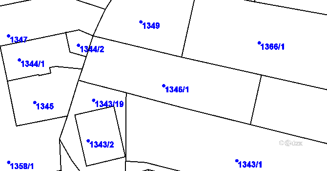Parcela st. 1346/1 v KÚ Líšeň, Katastrální mapa