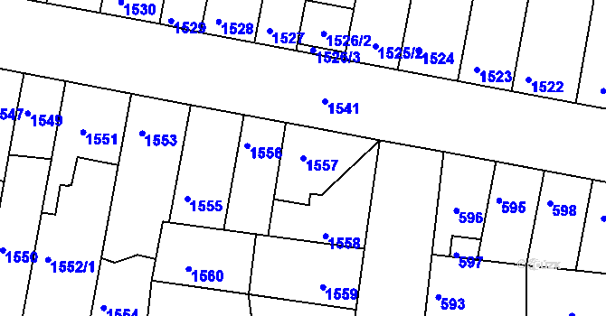 Parcela st. 1557 v KÚ Líšeň, Katastrální mapa