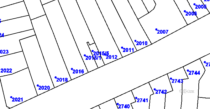 Parcela st. 2012 v KÚ Líšeň, Katastrální mapa