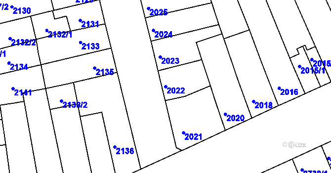 Parcela st. 2022 v KÚ Líšeň, Katastrální mapa