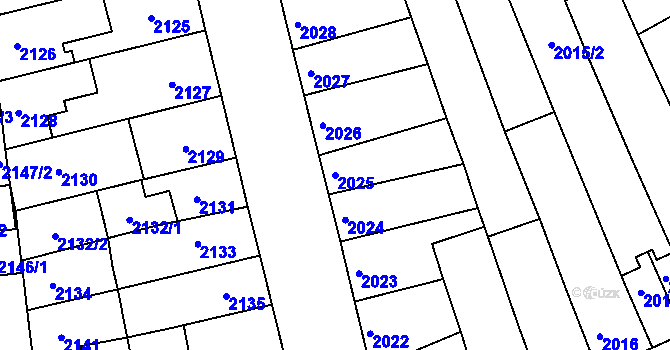 Parcela st. 2025 v KÚ Líšeň, Katastrální mapa