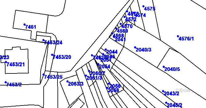 Parcela st. 2046 v KÚ Líšeň, Katastrální mapa